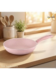 Resim 20 Cm Granit Tek Saplı Tava - Pembe Pembe 