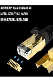 Resim Hype Store Cat7 Lan Internet Data Modem Kablosu ( 7 Ethernet Modem Rj45 Uçlu Jacklı Network Adsl) (3 METRE) 