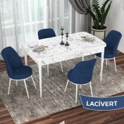Resim Canisa Concept Kor Serisi, Beyaz Mermer Desen 70X114 Açılabilir Mutfak Masası Takımı, 4 Sandalye 