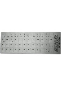 Resim Türkçe Gümüş Q - F Klavye Etiketi - Laptop PC Keyboard Sticker 