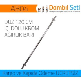 Resim Leyaton Düz Bar 120 Cm Krom Ağırlık Barı Halter Barı 