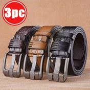 Resim 3 adet Vintage ilhamlı Erkek Sahte Deri Kemerleri - Yüksek Kaliteli Sahte Deri, Rahat ve İş Tarzı, Alaşım Tokalar, Elde Yıkanabilir, Rahat Kıyafet | Vintage ilhamlı Tasarım | Dayanıklı Sahte Deri, Erkekler için Kemerler 