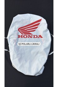 Resim Utku Giyim HONDA LOGOLU LİKRALI KIRMIZI BASKILI LİKRALI BEYAZ RENKLİ MOTOSİKLET KOLTUK KILIFI 