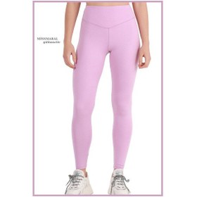 Resim Missmaral Kadın Llla Yüksek Bel Toparlayıcı Tayt Tam Boy Dalgıç Örme Kumaş Casual & Comfort 102101 Lila 