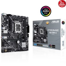 Resim Asus Prime H610M-E CSM 2xDDR5 2x M.2 D-SUB HDMI DP 12-13.Nesil LGA1700 Soket Anakart 