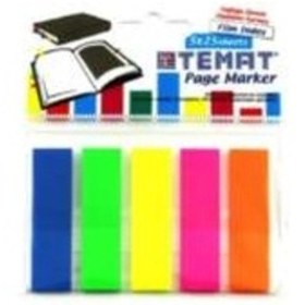 Resim Temat P525 (12 * 45 mm) Page Marker 5 Renk Poşette,25 Yaprak 