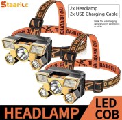 Resim Hightower Staaricc 2 Adet Usb Şarjlı 5 Led Alın Feneri Altın Renk Ipx4 Kampçılık Altın Rengi 