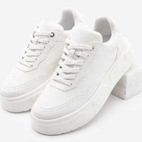 Resim Marjin Kadın Sneaker Baskılı Kalın Desenli Taban Spor Ayakkabı Maysa Beyaz 