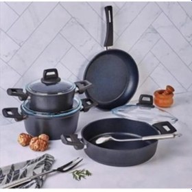 Resim Fms Te5004 İdeal 7 Parça Granit Tencere Seti Gri 