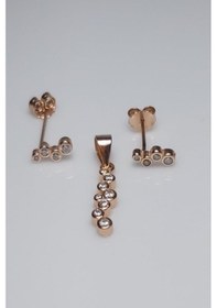 Resim 925 Ayar Rose Zincirsiz Su Yolu Ikili Gümüş Set 