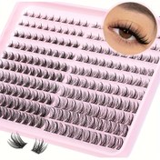 Resim 240 Parça Doğal Görünüm Küme Kirpik Seti - 8-16mm D Kıvrım, Hipoalerjenik DIY Kirpik Uzatma ile Kabarık ve Dolgun Bir Görünüm 