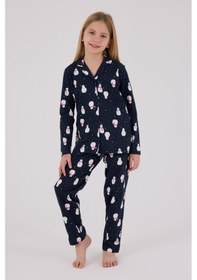 Resim Rolypoly Kız Çocuk Lacivert Gömlek Pijama Takımı 5274-48722 Lacivert 