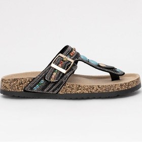 Resim Guja 25y102-7 Kadın Taşlı Parmak Arası Terlik Siyah Siyah 