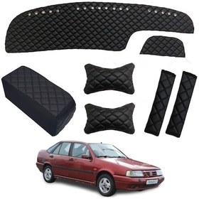 Resim Fiat Tempra Göğüs Halısı+Kolçak+Kemer Konfor+Boyunluk Siyah Renk (528502208) 