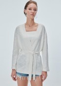 Resim Dantel Desenli Ajurlu Ekru Kimono Hırka 