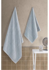 Resim Zeynep Tekstil Royality 50x90 70x140 Cm 2'li Banyo Havlu Seti, %100 Pamuklu Havlu Takımı Gri 