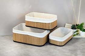 Resim Wicker Premium Serisi Dikdörtgen 3'lü Set Organizer 
