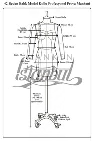 Resim Manken İstanbul 42 Beden Yüksek Kalite Tekerlekli Döküm Ayak Kollu Fransız Profesyonel Prova Mankeni Terzi Mankeni 