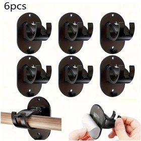 Resim Fochsia Siyah 6lı Paket Kendinden Yapışkanlı Perde Askılığı Kolay Kurulum Mutfak Banyo 