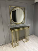 Resim zdesignhome 85 Cm Ayna 100x30x90 Cm Dresuar Gold Takım ( Raf Bronz Aynadır) 