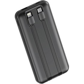 Resim Dexim W3 10.000 mAh Type C+Lightning Entegre Kablolu LED Göstergeli Powerbank - Siyah DCA0067 