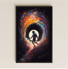 Resim Boyut Geçidi Temalı Spiral Renkli Astronot Pleksi Tablo - Kozmik Yolculuk 