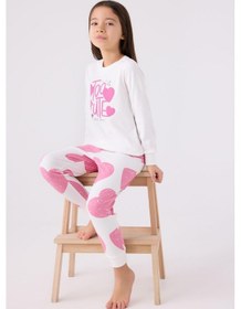 Resim Roly Poly 3471 Garson Kız Çocuk Krem Uzun Kol Pijama Takım 001 