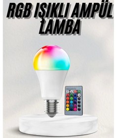 Resim Akıllı Rgb Led Ampul Led Uzaktan Kumandalı Renk Değiştiren Ampul Çok Renkli 