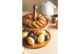 Resim Tekno Trust Justwood 2 Katlı Ahşap Kek Pasta Sunumluk Standı, Servis Sunum Tabağı, Çok Amaçlı Ikramlık 