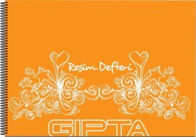 Resim Spiralli Resim Defteri 17x24 25 Yaprak Plastik Kapak Turuncu 2076 