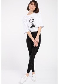 Resim Bel Lastıklı Dısko Tayt SiYAH 