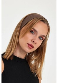 Resim Kadın %100 Pamuklu Penye, Kaymaz, Terletmez, Ultra Hafif, Spor Saç Bandı Bandana - Tek Ebat / Kahverengi Kahverengi 