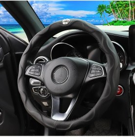 Resim 1 Yapay Cilt Anlamda Stereo Elmas Taç Blingbling Araba Direksiyon Kılıfı Black Black 
