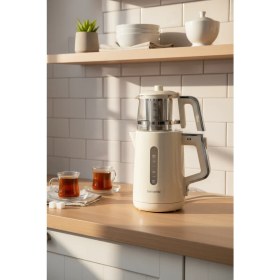 Resim Bernardo Venedik Cam Demlikli Çay Makinesi Krem 