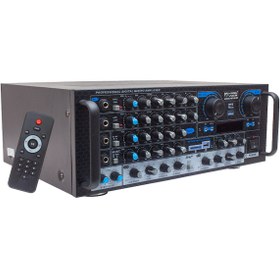 Resim MAGICVOICE MV-550 2X100 WATT USB\u002FSD\u002FUK BALANS BT 4 MİK. GİRİŞLİ 4 HOP. ÇIKIŞLI STREO TRAFOSUZ MIXER KÜP ANFİ 