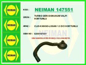 Resim Turbo Gerı Donusum Valfı Hortumlu Clıo-kango-logan 1.5 Dcı Hortumlu 8200147551 