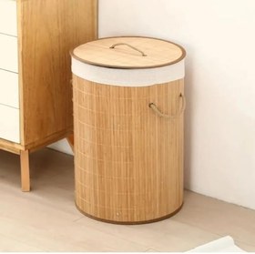 Resim Yuvarlak Bambu Çamaşır Sepeti, 60 L 