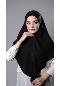 Resim Hürrem Bone Siyah Pratik Hazır Geçmeli Tesettür Eşarp Pamuk Caz Kumaş Düz Hijab 2306 01 