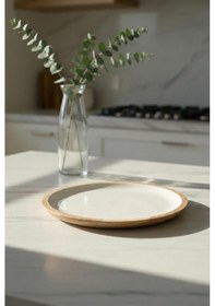 Resim Agacı Servis Tabağı & Sunum Tabağı 25 Cm Krem Açık Mavi 