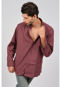 Resim De Leone Erkek Uzun Kollu Yün Apre Gömlek 0171114 Bordo Bordo 