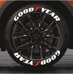 Resim bombtire GOODYEAR Lastik Yazısı 2.5 Cm Orijinal Kauçuk 4 Adet 3d Lastik Sticker 