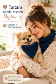 Resim NEHOLİA Kadın ve Köpek Kombin Bandana - El Örgüsü Bohem Stil Uyumlu Anne Köpek Bandanası - Ayarlanabilir Tasarım 