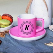 Resim Pembe Renk Hediyelik Harfli Kahve Fincanı 