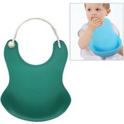 Resim Sones Bebek Küçük Çocuk Yürümeye Başlayan Çocuk Su Geçirmez Silikon Önlük Bebekler Beslenme Öğle Yemeği Rulo Önlük Koyu Yeşil 