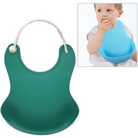 Resim Sones Bebek Küçük Çocuk Yürümeye Başlayan Çocuk Su Geçirmez Silikon Önlük Bebekler Beslenme Öğle Yemeği Rulo Önlük Koyu Yeşil 