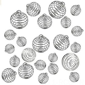 Resim Ruicoo Gümüş Kaplama Alya Çelik Spiral Boncuk Kafesleri, 3 Boyut 14x19, 20x25, 25x30mm , 30 Adet, Mücevher Yapımı Aksesuarı 