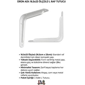 Resim Viva 2(Adet)’li Set Beyaz L Demir Raf Altı Taşıyıcı - Estetik ve Güçlü Raf Tutucu 16,5cm*23 
