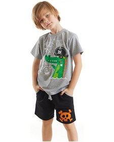 Resim Denokids Korsan Timsah Erkek Çocuk T-shirt Şort Takım Çok Renkli 