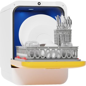 Resim BOB Tezgah Üstü Mini Bulaşık Makinesi Karbeyaz Sarı 