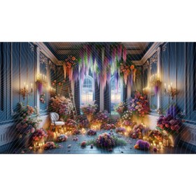 Resim Venspor Romantik Mum Işığı ve Çiçeklerle Bezeli İç Mekan Arkaplan, 200x150cm, Fon, Duvar Örtüsü 
